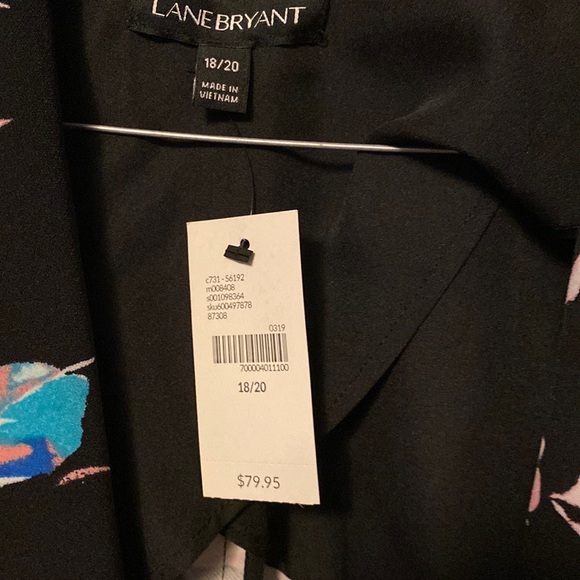 Lane Bryant black floral blazer quarter length sleeve with tie size 18/20 - Picture 5 of 6